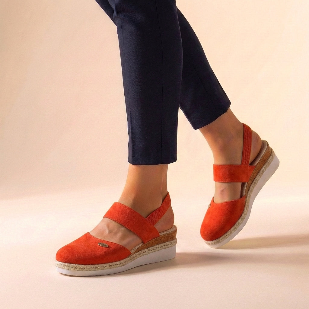CORAL – Sandalias ortopédicas con plataforma de esparto para mujer
