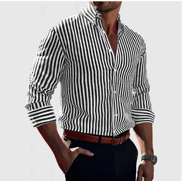 Everett – Camisa de hombre de corte entallado con rayas verticales