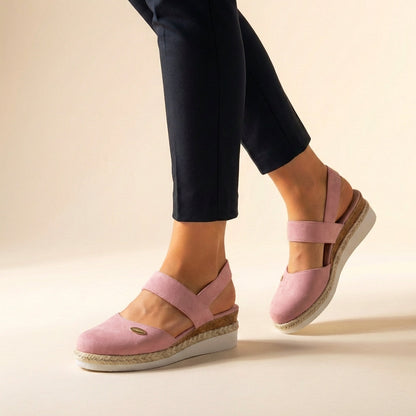 CORAL – Sandalias ortopédicas con plataforma de esparto para mujer