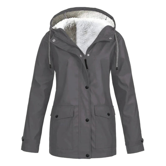 MARAYA – Abrigo impermeable de mujer con forro de lana y media longitud