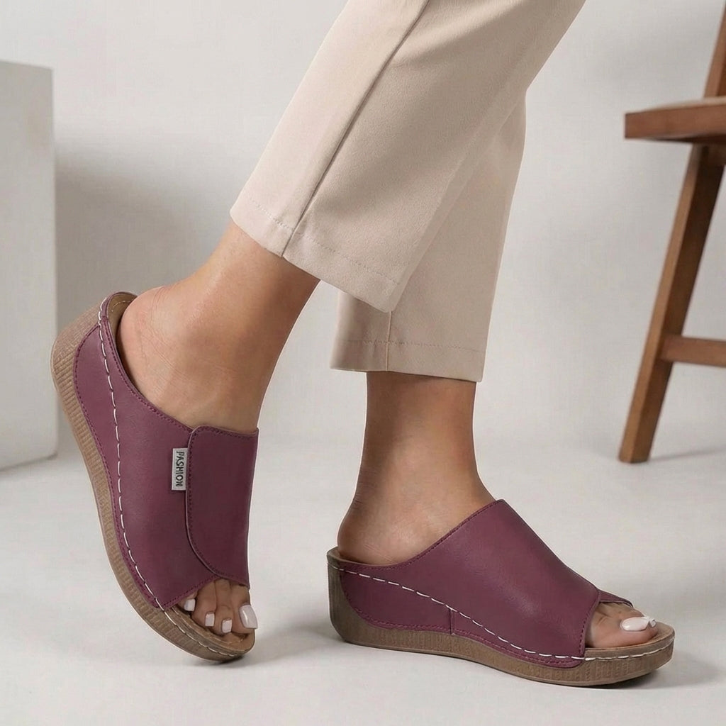 ALBA – Zuecos ortopédicos con cuña y diseño fácil de poner para mujer