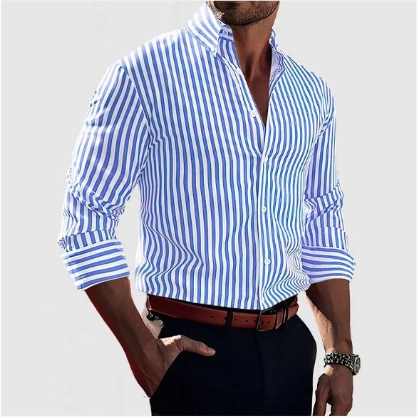 Everett – Camisa de hombre de corte entallado con rayas verticales