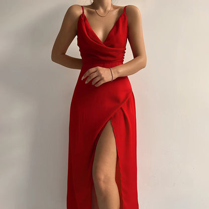 ZIENA – Vestido de fiesta elegante con abertura alta y diseño cómodo