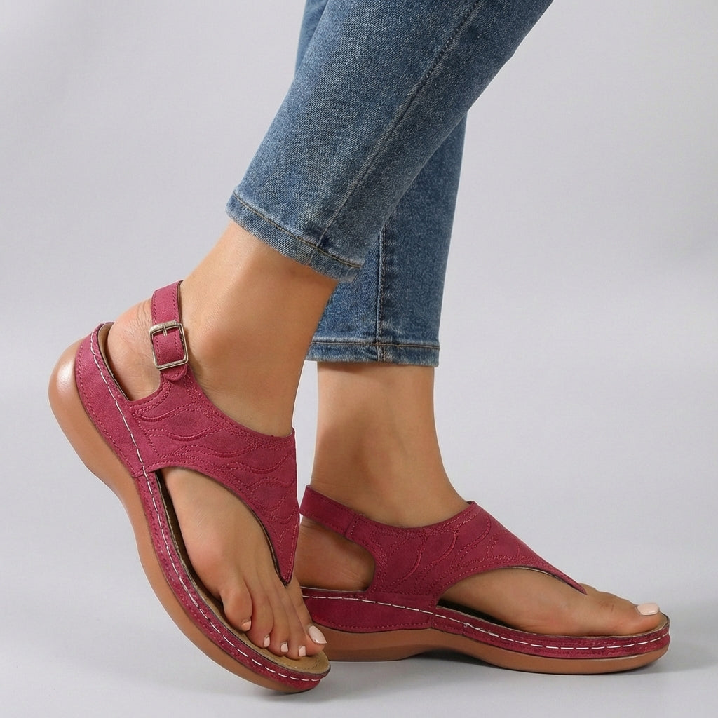 Orlina – Sandalias de cuña con tira al tobillo y ajuste cómodo para mujer