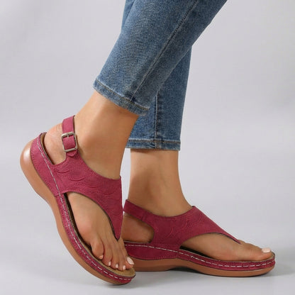 Orlina – Sandalias de cuña con tira al tobillo y ajuste cómodo para mujer