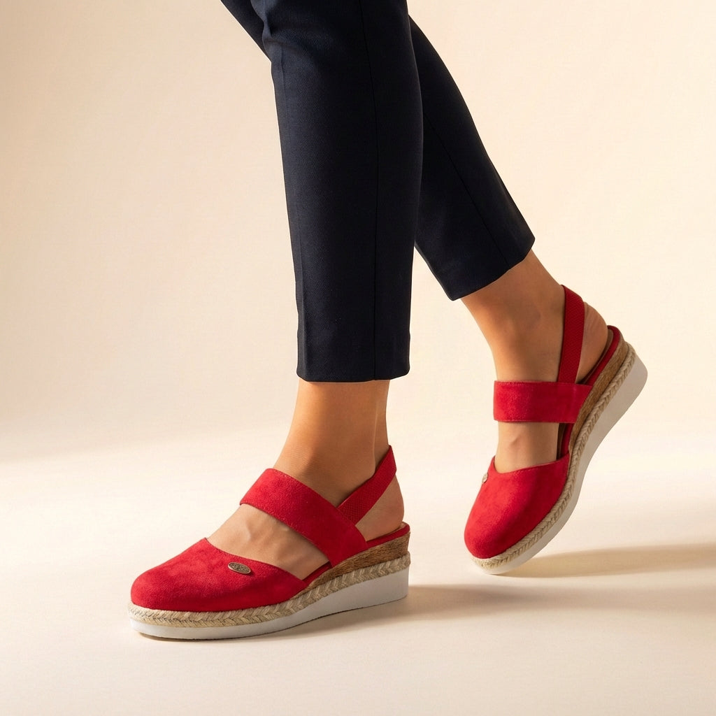 CORAL – Sandalias ortopédicas con plataforma de esparto para mujer