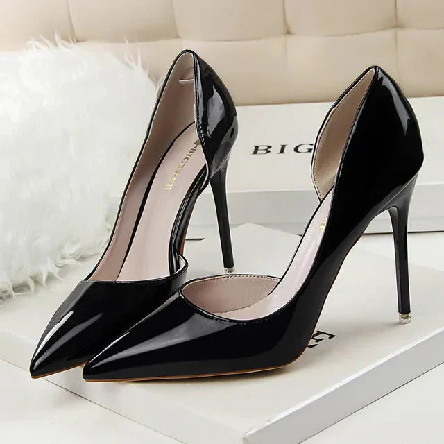 Zapatos de tacón alto para mujer con laterales descubiertos – EDITALIA