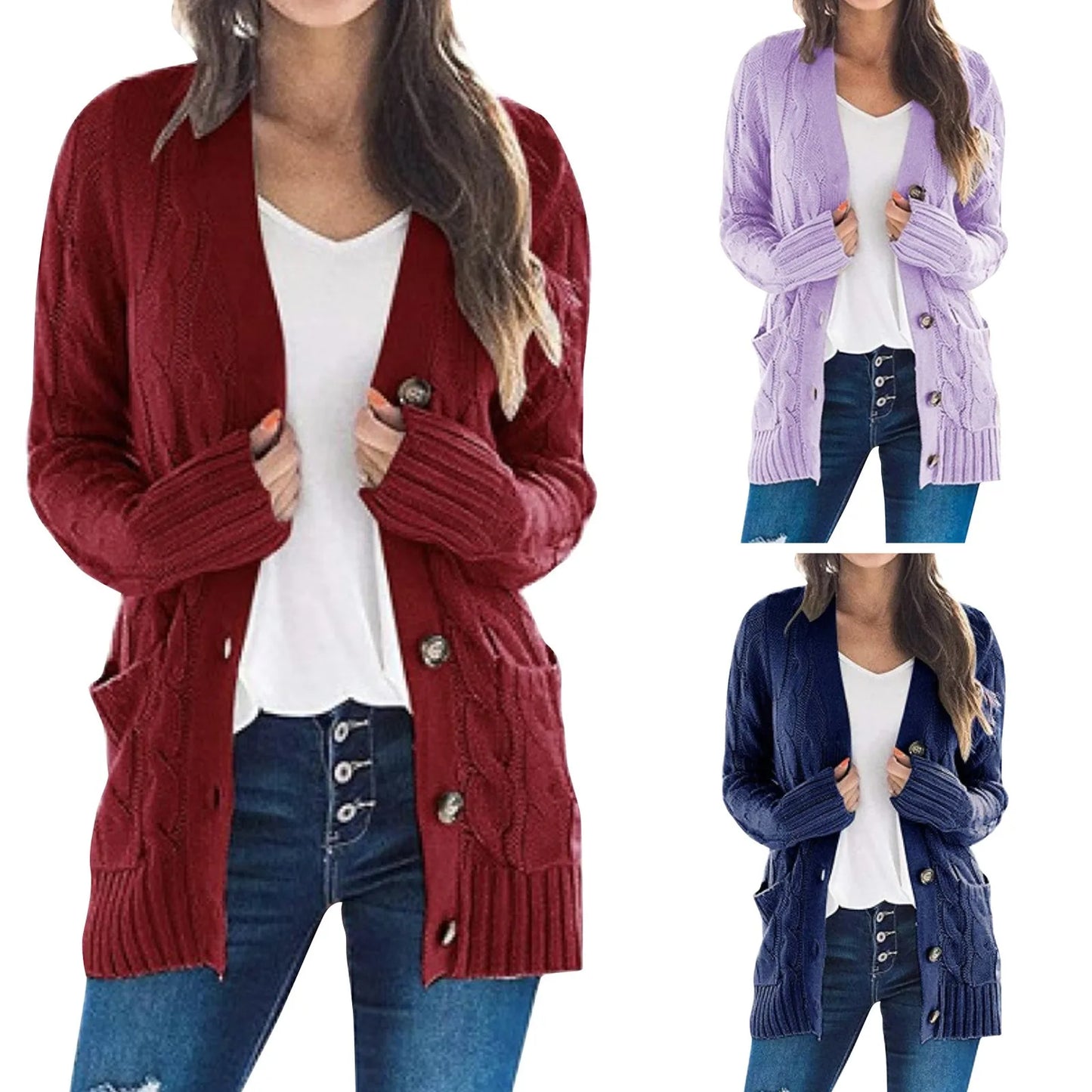PUCK - Chaqueta de punto casual para mujeres