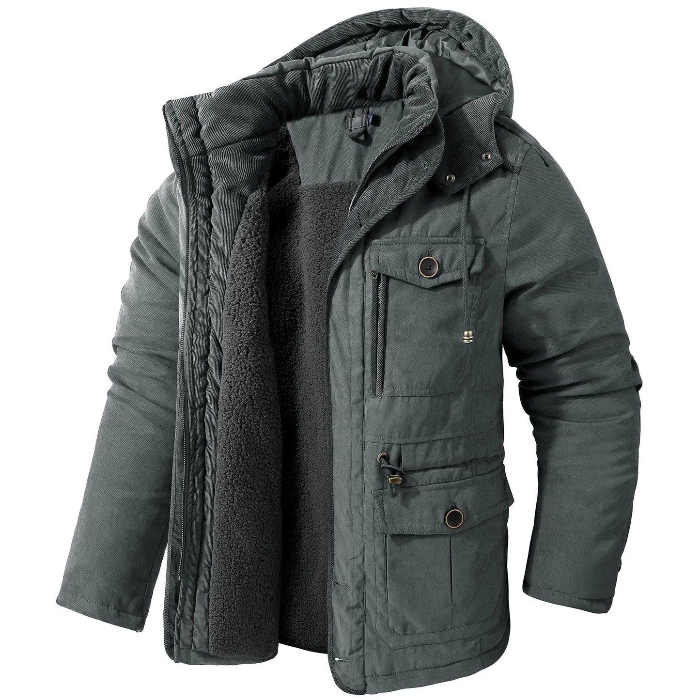 NILSEN - Abrigo de invierno grueso y acolchado con capucha para hombre