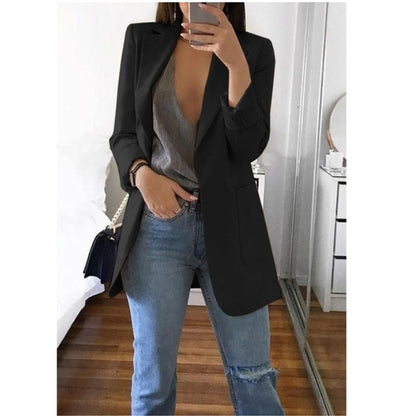 Blazer larga entallada con diseño abierto – VELARIA