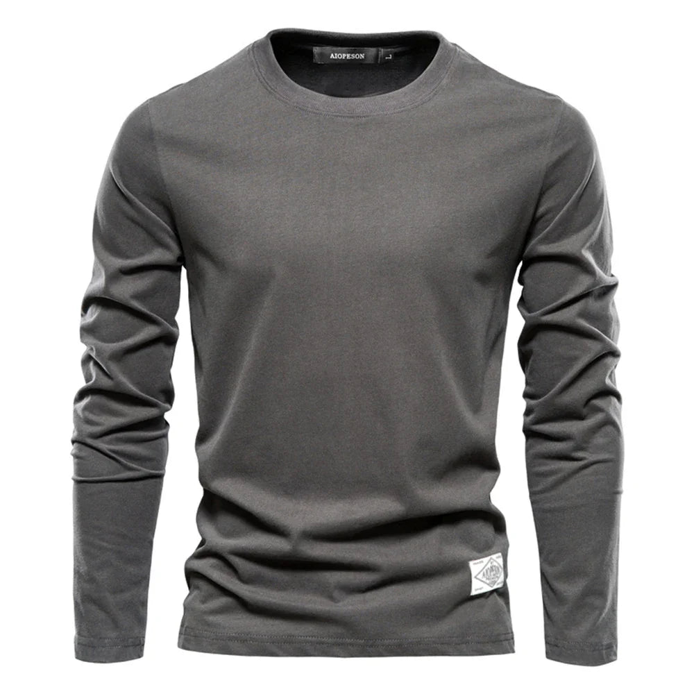Camiseta básica de manga larga con cuello redondo para hombre – LUCAS