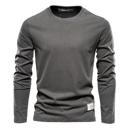 Camiseta básica de manga larga con cuello redondo para hombre – LUCAS