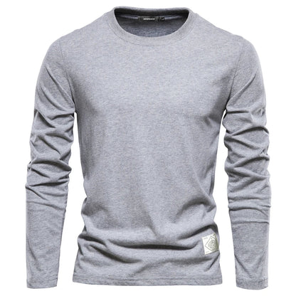 Camiseta básica de manga larga con cuello redondo para hombre – LUCAS
