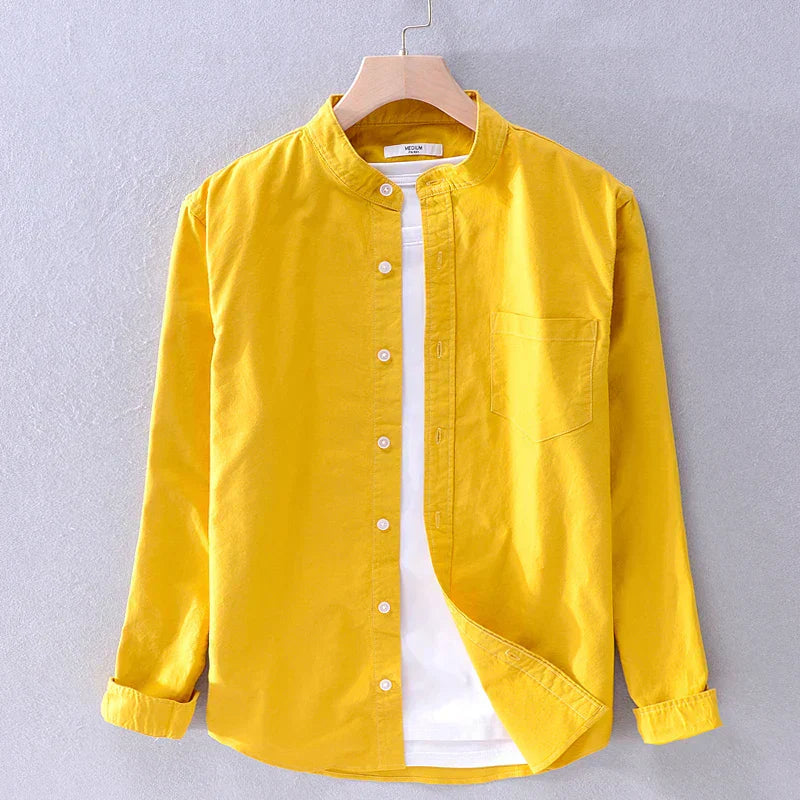 Camisa de hombre con cuello mao y corte recto – BALDURO