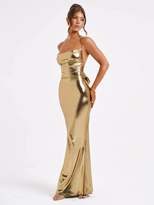 Vestido de noche con espalda descubierta para mujer – LARRA