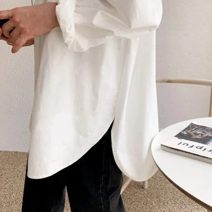 Selvyn – Blusa oversized de botones y manga larga para mujer