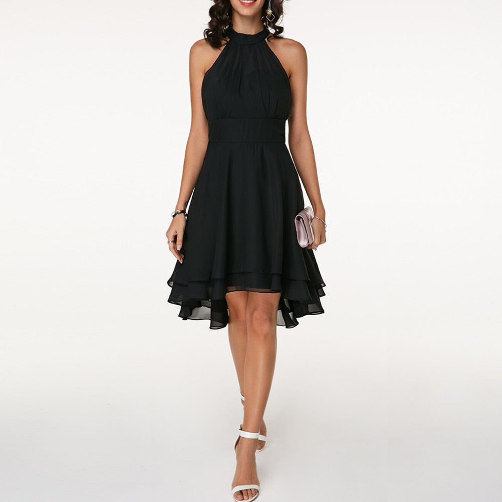 Destiny – Vestido midi veraniego ajustado con cuello halter para mujer