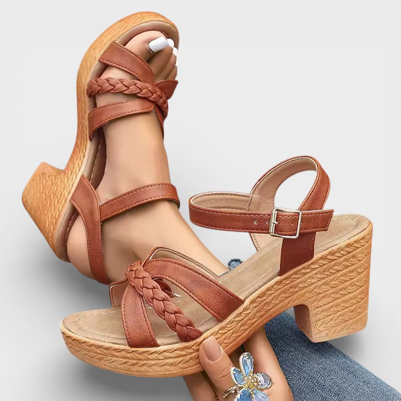 VERÓNICA – Sandalias de tacón alto trenzadas para mujer
