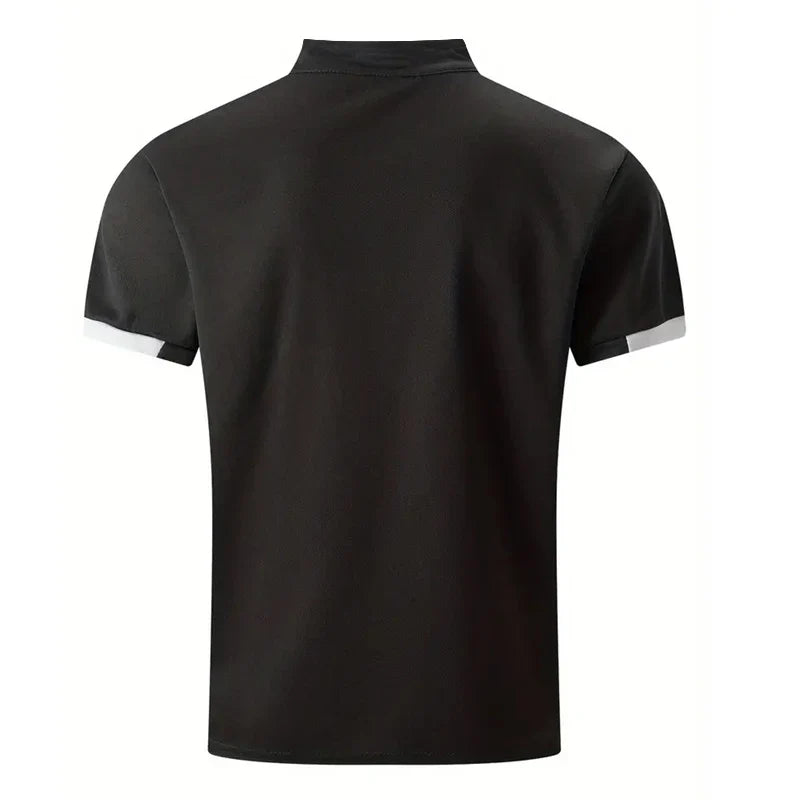 Polo moderna para hombre con cuello mao y detalle de botones – NIKO