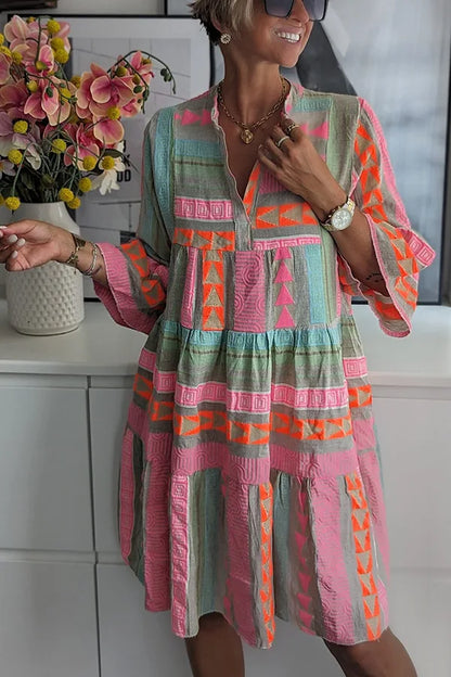 Vestido túnica bohemio con capas fluidas y escote en V – LISÉNA