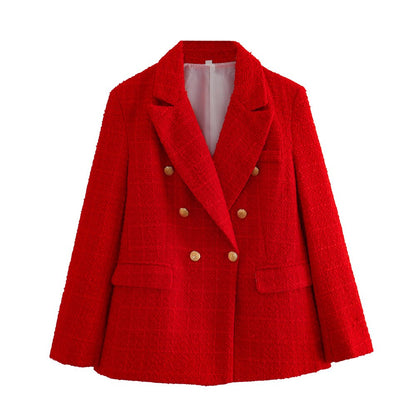 Blazer cruzado de mujer con detalles en contraste – THAINA