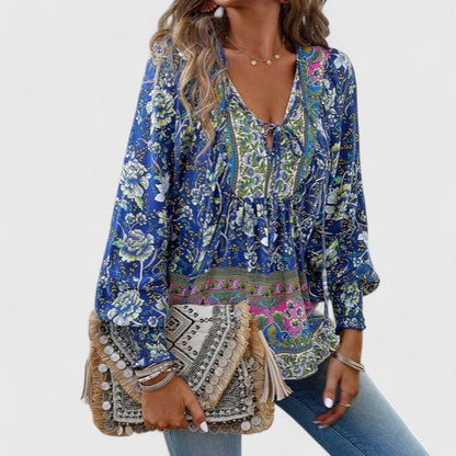 LUCÍA – Blusa bohemia floral de manga larga para mujer