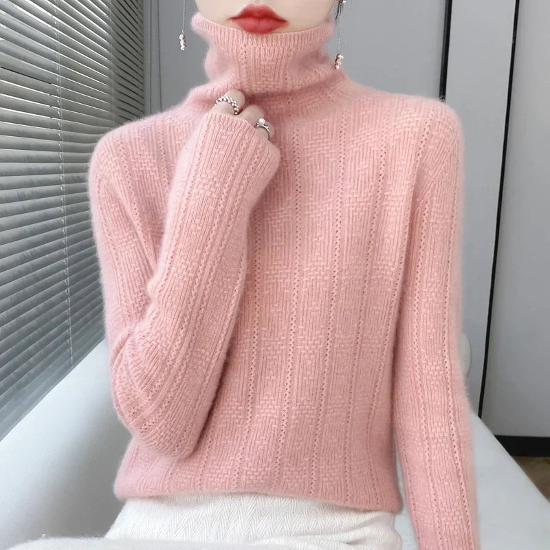 MARISE - Suéter de manga larga con cuello alto para mujer