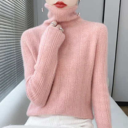 MARISE - Suéter de manga larga con cuello alto para mujer