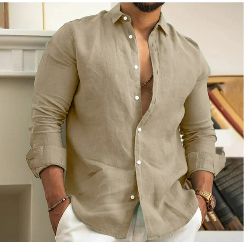 Camisa de lino transpirable de hombre, frescura y estilo estival – Ronnie