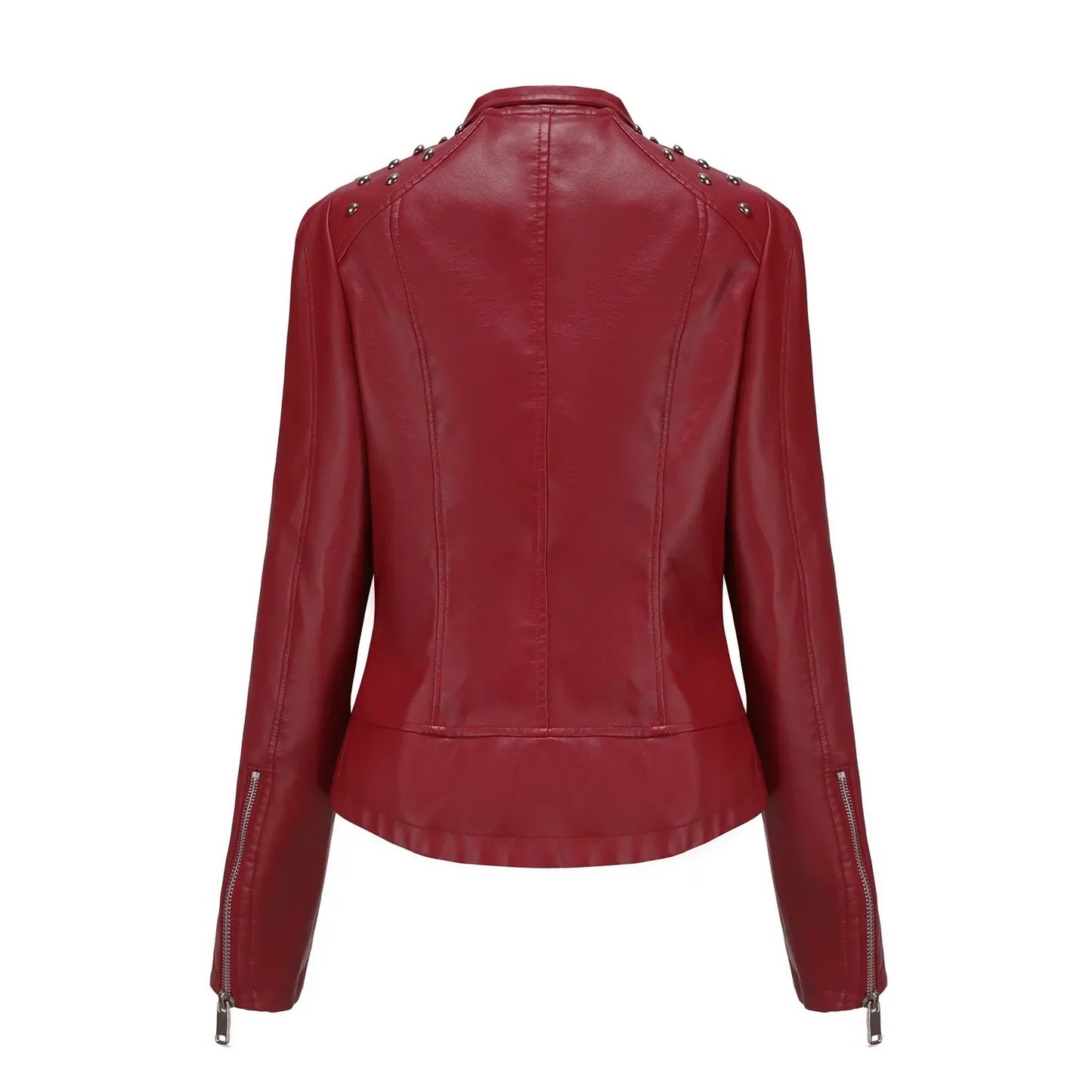 DOUTZEN - Chaqueta de cuero slim con estilo para mujeres