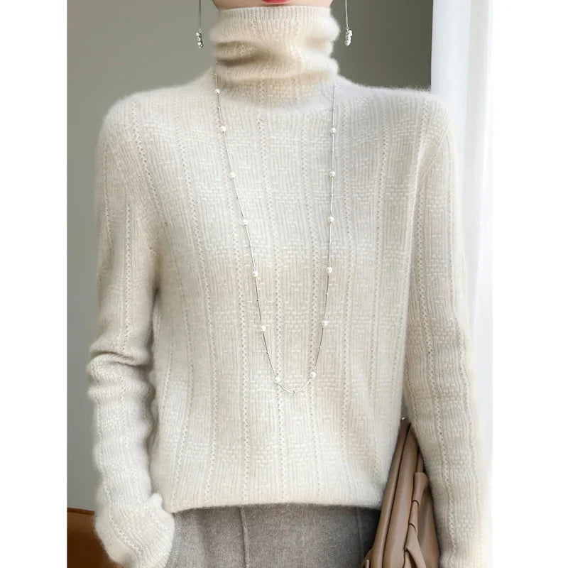 MARISE - Suéter de manga larga con cuello alto para mujer