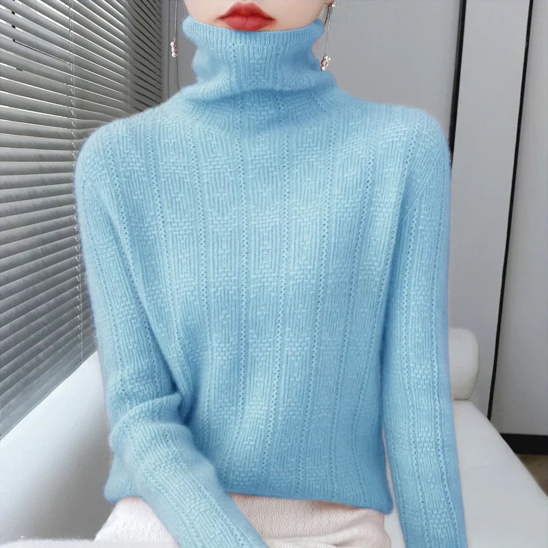MARISE - Suéter de manga larga con cuello alto para mujer
