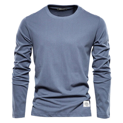 Camiseta básica de manga larga con cuello redondo para hombre – LUCAS