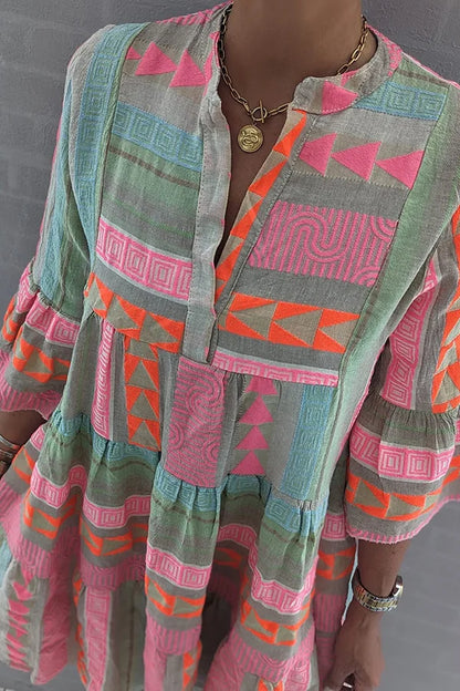 Vestido túnica bohemio con capas fluidas y escote en V – LISÉNA