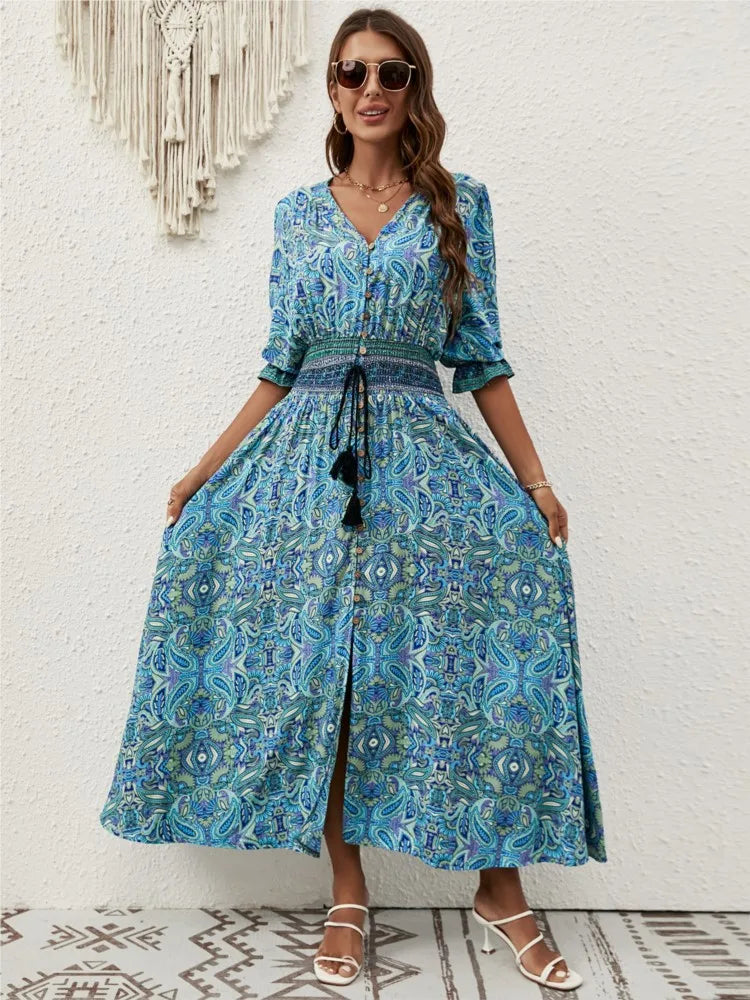 Vestido de verano con escote en V para mujer – CLARISA