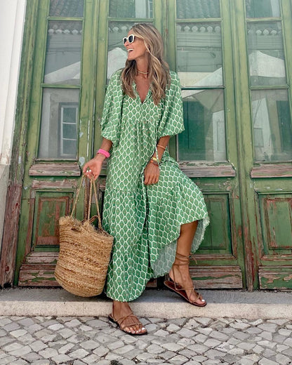 Vestido largo elegante con bordados y caída fluida – ZAIRA