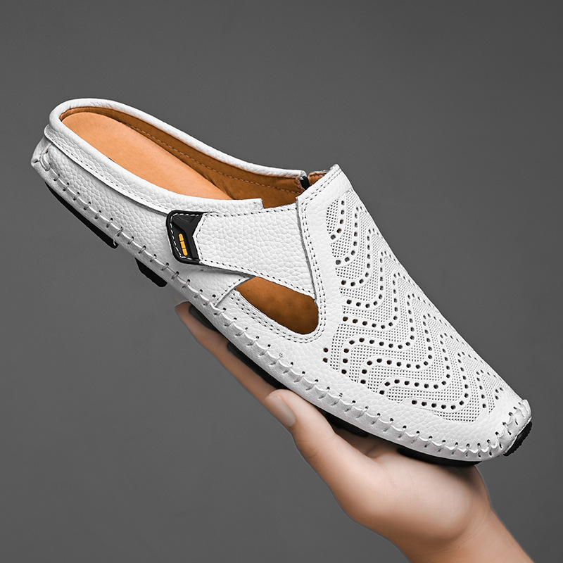 Mules de cuero para hombre con laterales abiertos – JARREN