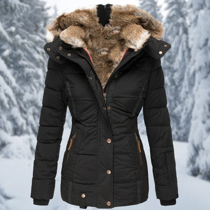 UZIELLE - Abrigo de invierno con forro de piel para mujer