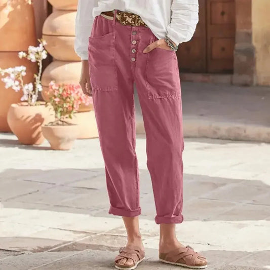 Pantalón de corte relajado y cintura alta para mujer – LIVARA