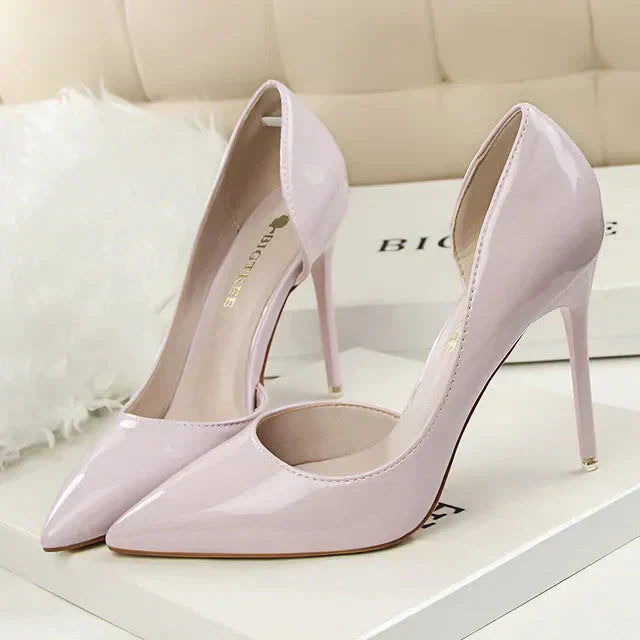 Zapatos de tacón alto para mujer con laterales descubiertos – EDITALIA