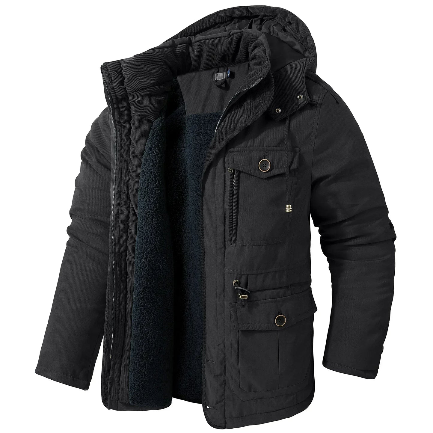 NILSEN - Abrigo de invierno grueso y acolchado con capucha para hombre