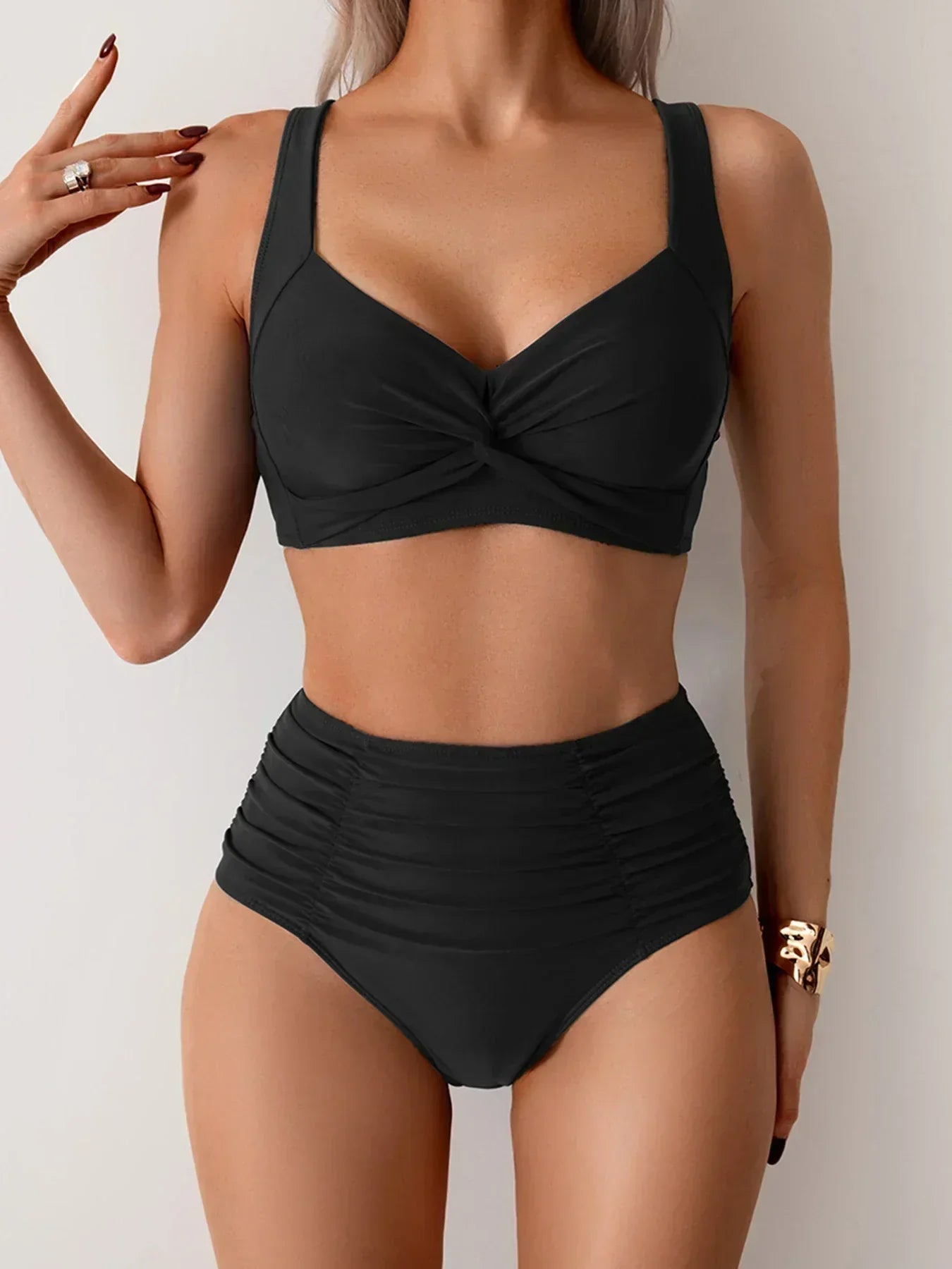 Marina – Bikini de talle alto con detalle de giro para mujer