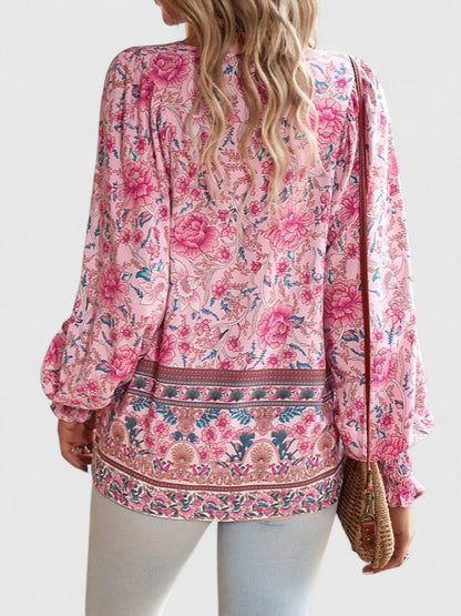 LUCÍA – Blusa bohemia floral de manga larga para mujer