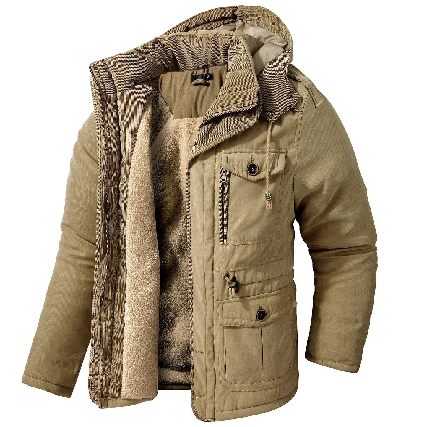 NILSEN - Abrigo de invierno grueso y acolchado con capucha para hombre