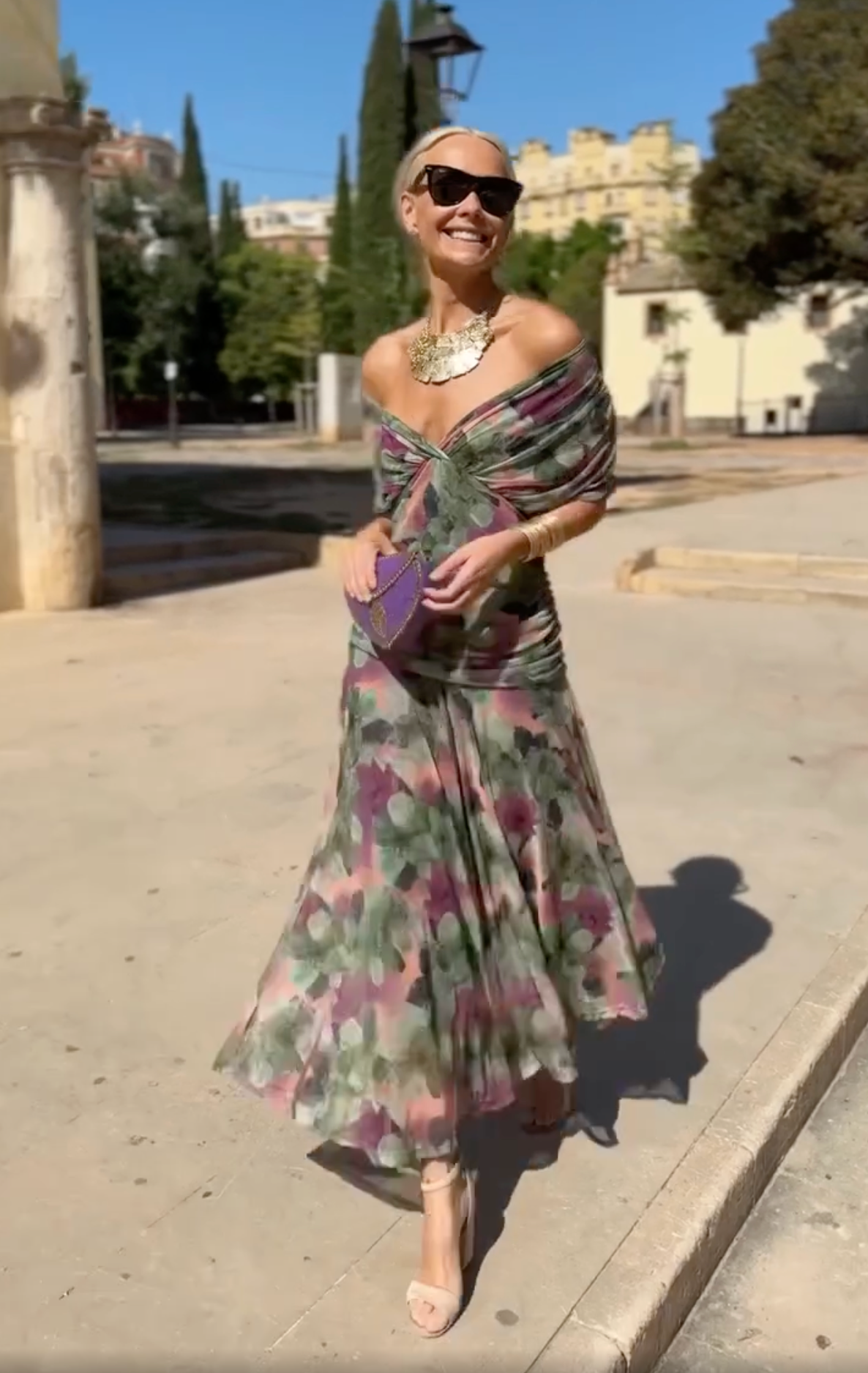 Eloria – Vestido maxi floral romántico elegante para mujer