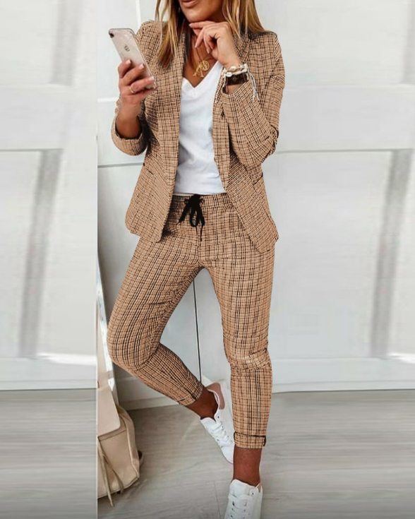 Conjunto de dos piezas para mujer con blazer y pantalón – ROZA