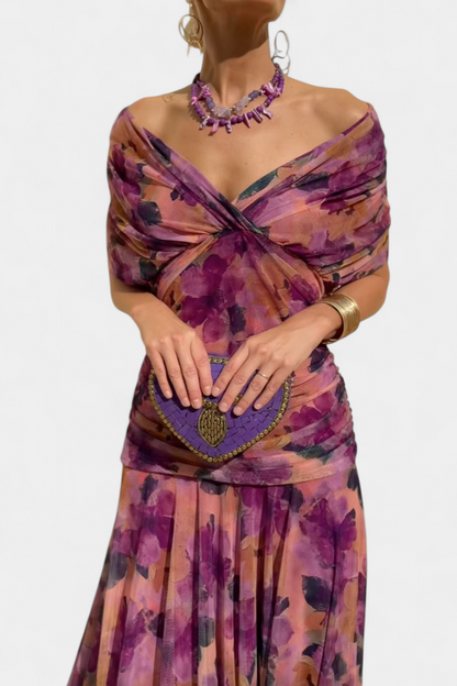 Eloria – Vestido maxi floral romántico elegante para mujer