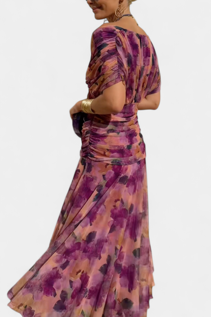 Eloria – Vestido maxi floral romántico elegante para mujer
