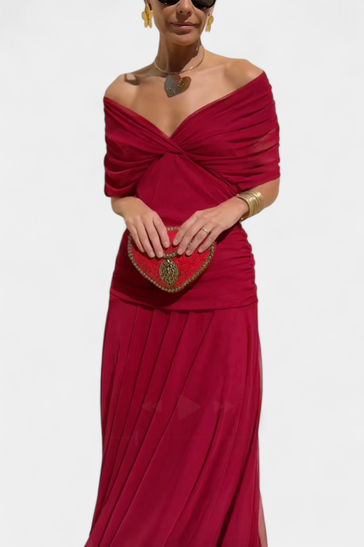 Amarilla – Vestido maxi con escote en V para mujer