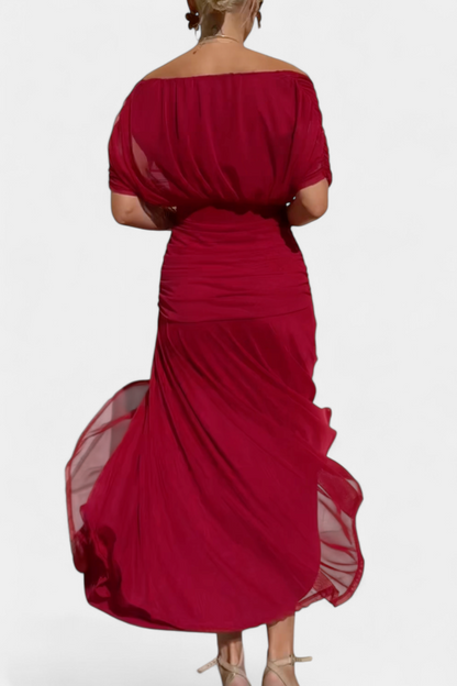 Amarilla – Vestido maxi con escote en V para mujer